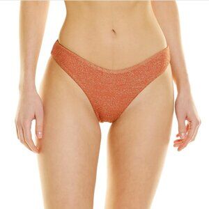 Beach Riot Vanessa Bikini Bottom Rose Gold Metallic Medium NWOT Nylon Made in US